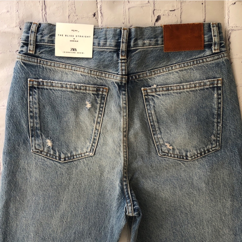 NEW Straight ZARA High Rise Light Wash Denim Women's Sz 6 Coastal Cowgirl Jeans - Picture 14 of 16
